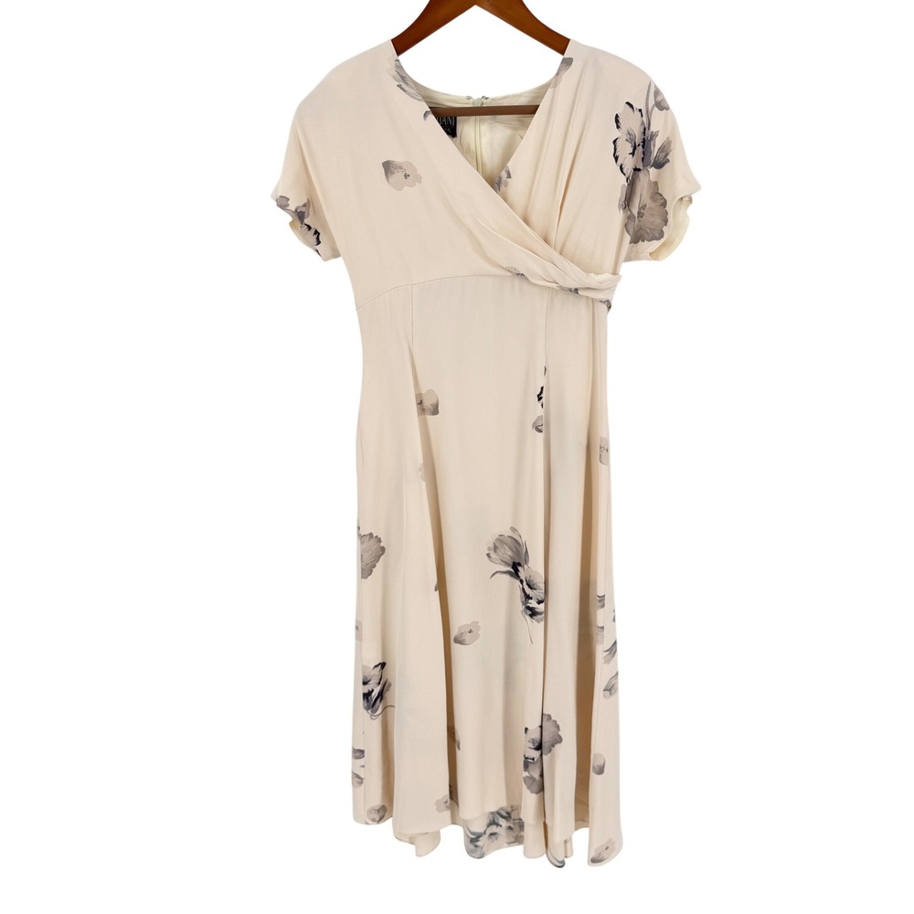 Vintage 90s Datiani Petites Milkmaid Midi Dress Ivory Floral Petite‎ S/M Cottage